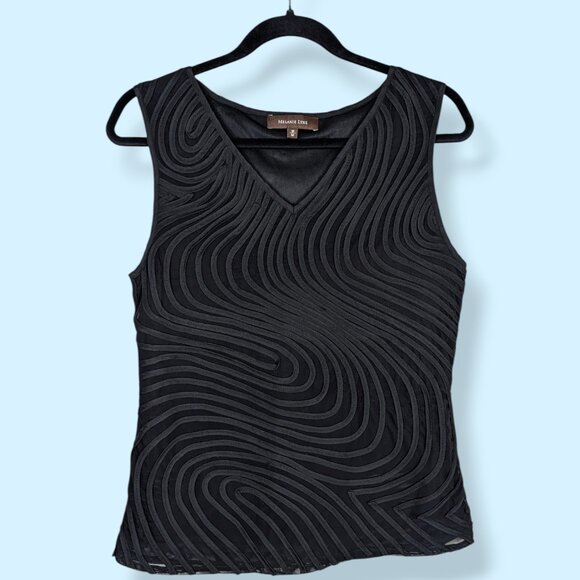 Melanie Lyne Black Sleeveless Fingerprint Top - Picture 4 of 6